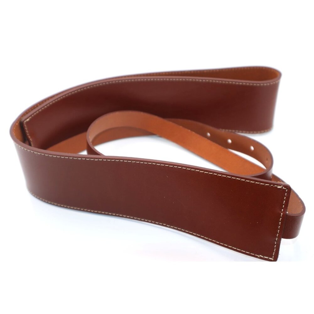 Zara Womens Leather Wide Sash Corset Gold Buckle Brown Belt Sz 80 Made In Spain